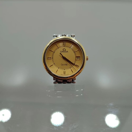 137 - Omega De Ville 33 MM Quartz Watch: Steel & yellow gold case, yellow dial. Steel & yellow gold bracel... 