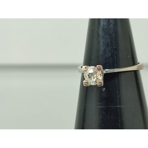 152 - Solitaire Diamond Ring (Vintage 18ct White Gold, ~0.36ct): Modern solitaire diamond ring crafted fro... 