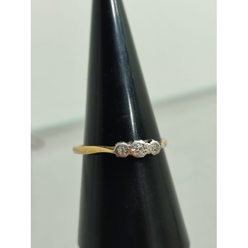 153 - Three-Stone Diamond Ring (22ct White & Yellow Gold, Italian, Stamped 'CS'): Captivating three-stone ... 