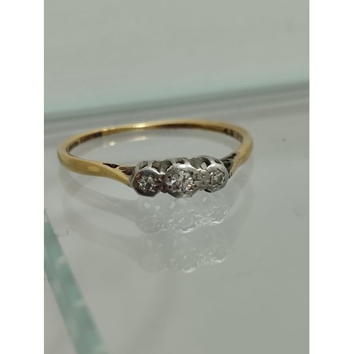 153 - Three-Stone Diamond Ring (22ct White & Yellow Gold, Italian, Stamped 'CS'): Captivating three-stone ... 