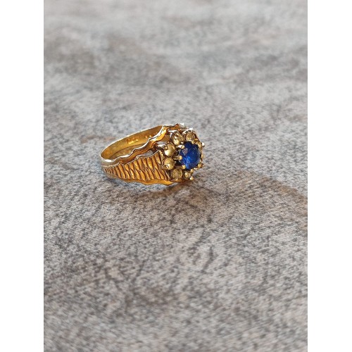 154 - Vintage Topaz & CZ Ring Birmingham (375, H&G, Size O): Sparkling topaz & CZ cocktail ring by celebra... 