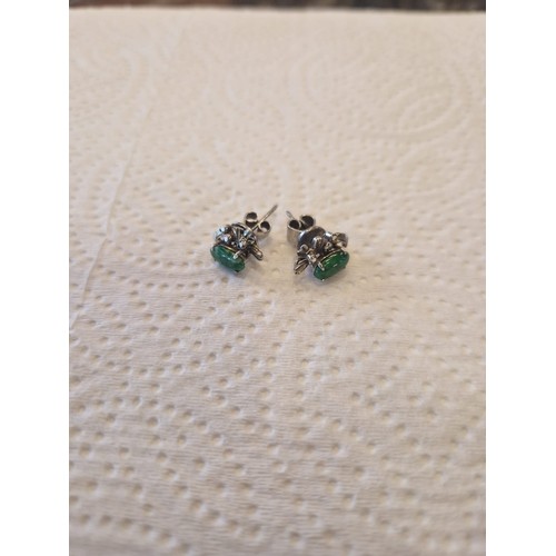 175 - Antique 10ct Gold and Jade Earrings. Total weight 2.77g