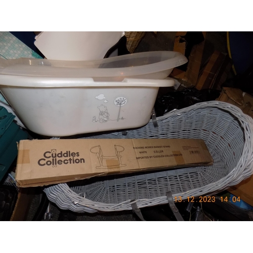 318 - Moses Basket With Stand and 2 Baby Baths