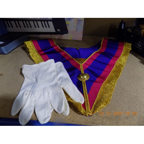 287 - Vintage Masonic Regalia Collar and Gloves