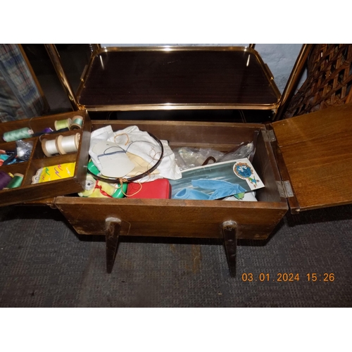 454 - Vintage Sewing Box and Contents