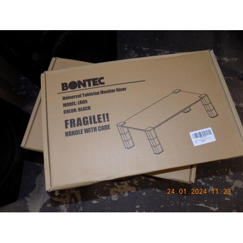 114 - 4 Bontec Universal Tabletop Monitor Riser. Model No: LR05 Black