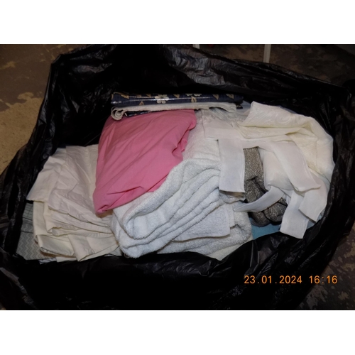 80 - Bag of Bed Linen, Towels, Curtains, Throw and Oil Cloth Fabric