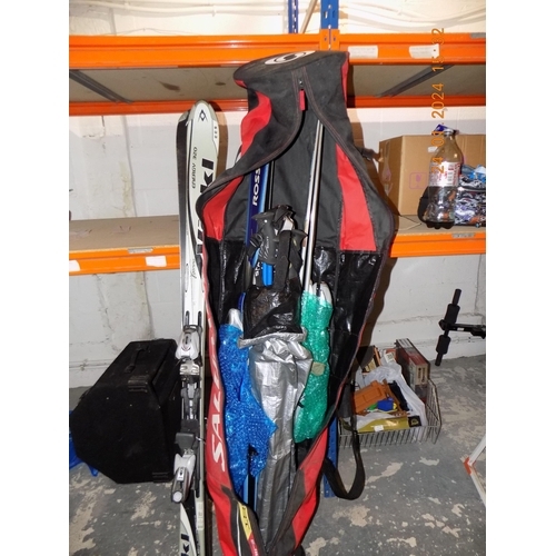 Ski Bag with 2 Sets of Skis, 2 Sets of Ski Poles and Pair of Volki Ski's
