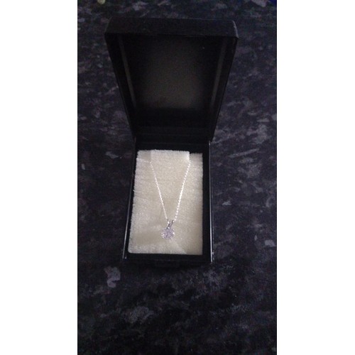 601 - Silver Chain and Stone Set Pendent in Box 2.62g