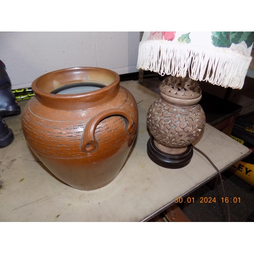 133 - Large Stoneware Pot and Lamp