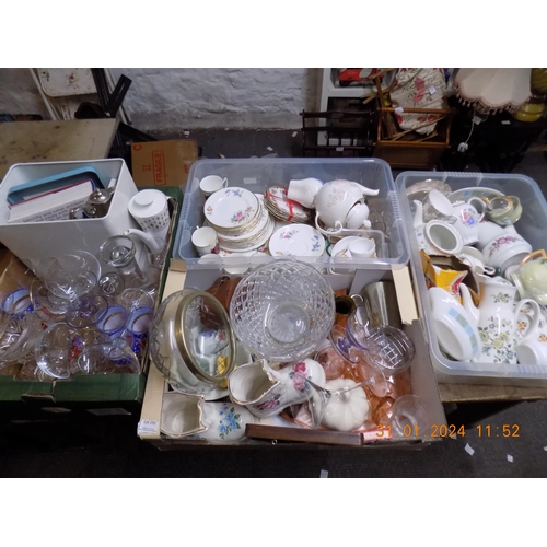 155 - 4 Boxes of Mixed Pottery and Glassware