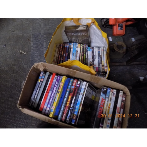 45 - Box and Bag of DVD's