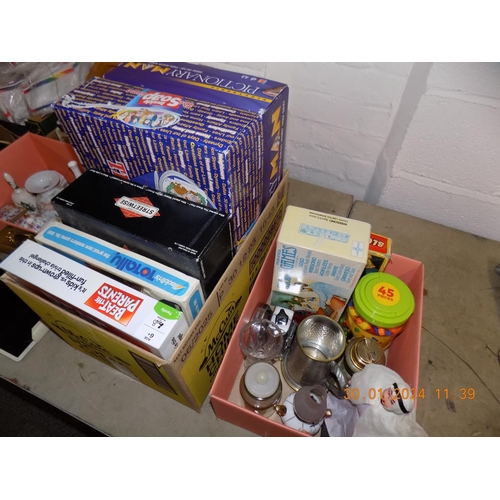 243 - Box of Misc. Inc Small Oil Lamp and Box of Games etc