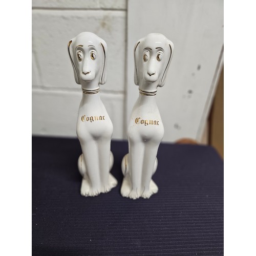 595 - Pair of Vintage Cognac Dog Decanters