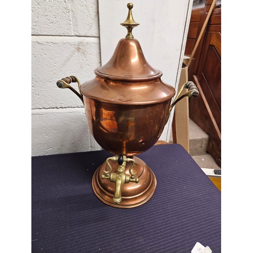 598 - Antique Copper and Brass Tea Urn