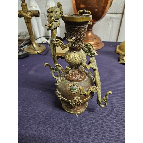 603 - Antique 19th Century Chinese Copper and Brass Dragon Vase