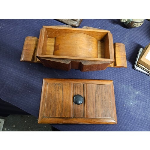 607 - Selection of Cigarette and Cigar items including Wooden Cigarette Dispensing Box