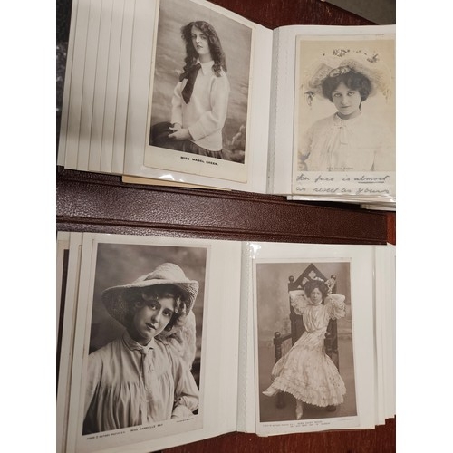 557 - Flip Postcard Album Full of 100 Vintage early 1900's Theatre Actresses and Actors Postcards. Many Po... 