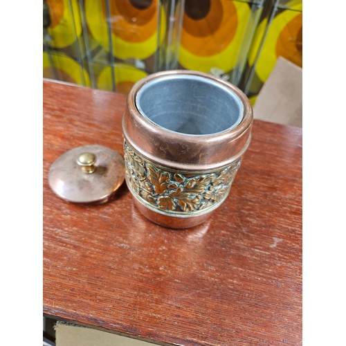 570 - Antique Linton Tea Caddy Copper and Brass