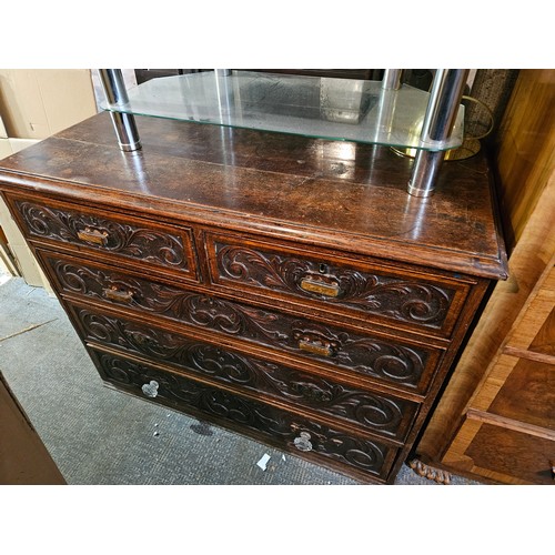 515 - Antique Carved 2 Over 3 Drawers