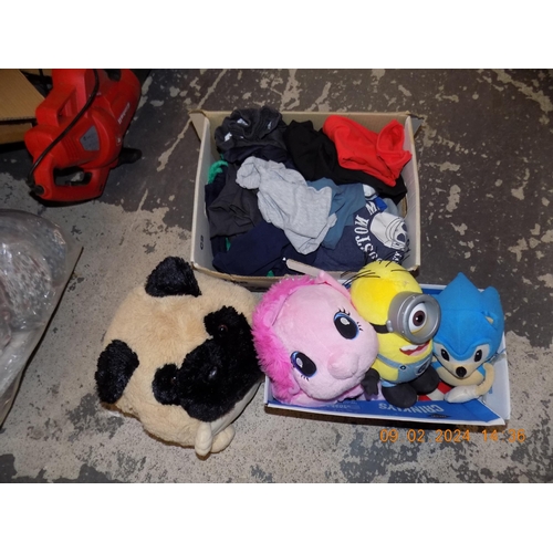 29 - Box of Childrens Clothes and Box of Soft Toys