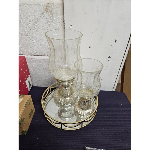 586 - 2 Glass Goblets on a Tray