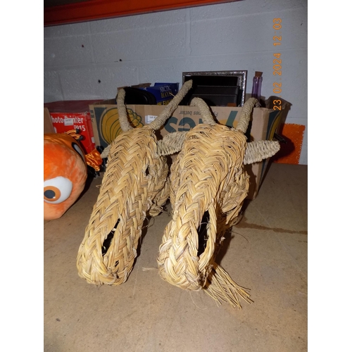 421 - 2 Wicker Wall Hanging Goats