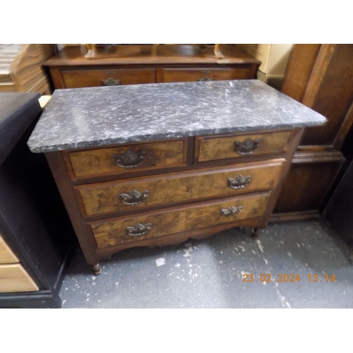 527 - Marble Topped 2 over 2 Drawer