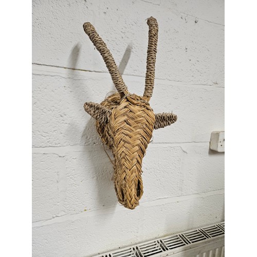 421 - 2 Wicker Wall Hanging Goats