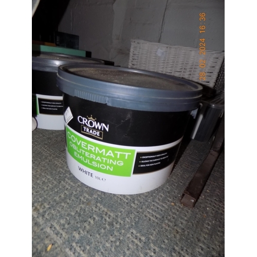 75 - 10l Tub of Crown Trade Cover Matt Obliterating Emulsion in White