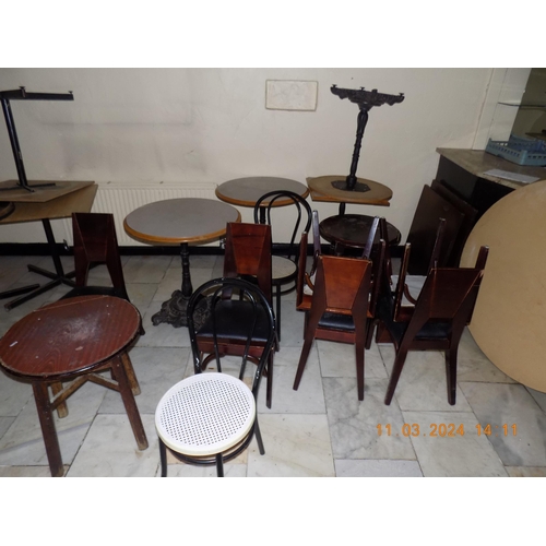 57 - 3 x Michel Angelos and Sons Round Cast Iron Based Tables Height: 31 inches, Diameter: 30 inches 
1 x... 