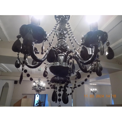 59 - 1 x Large Black Chandelier Light Fitting, 5 x Small Black Chandelier Light Fittings