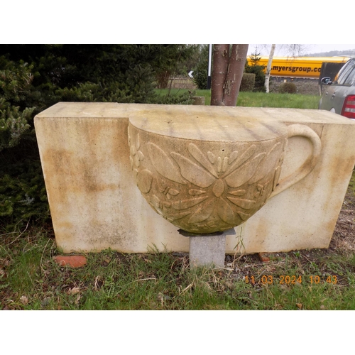 73 - Large Stone Cup Sign Holder - Length: 75 inches, Width: 37 inches, Height: 36 inches