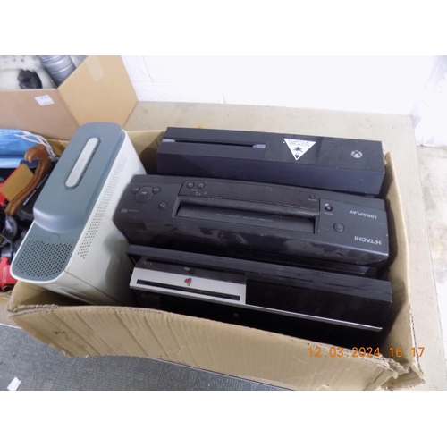 104 - Box of Electricals. Inc XBOX One, Play Station 3 etc