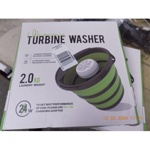 128 - 2 New Ultrasonic Camping Turbine Washers 2kg Capacity
