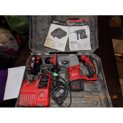 170 - Milwaukee HD18 H Cordless Drill with Charger Battery and Instructions w/o