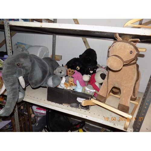 190 - Selection of Soft Toys and Rocking Horse