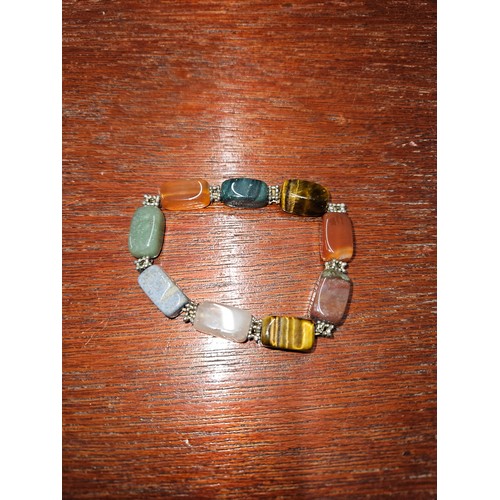 550 - Mixed Semi-Precious, Gemstone, Chunky Beaded Stretch Bracelet