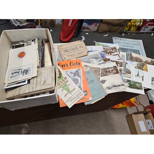 568 - Box of Ephemera. Inc Photos, Postcards, Greetings Cards, Programmes, Stamps and Magazines