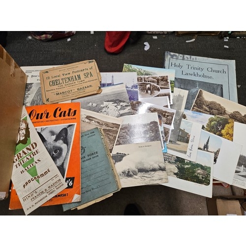 568 - Box of Ephemera. Inc Photos, Postcards, Greetings Cards, Programmes, Stamps and Magazines