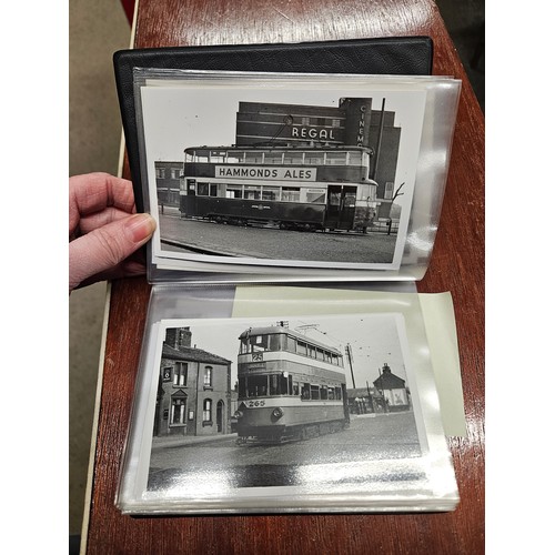 575 - Small Transport Postcard Album Full of 40 Postcard sized Photos of Buses and Trams. Mainly York Area... 