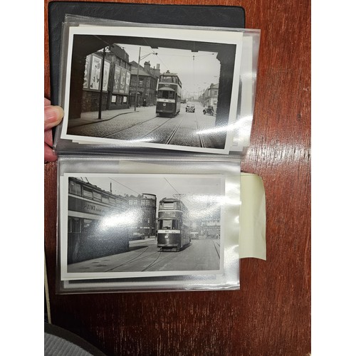 575 - Small Transport Postcard Album Full of 40 Postcard sized Photos of Buses and Trams. Mainly York Area... 