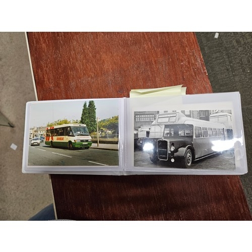 576 - Small Transport Postcard Album Full of  36 Postcard Sized Photos of Buses. Mainly York Area in the 6... 