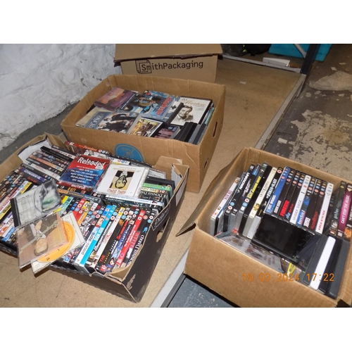 130 - 3 Boxes of DVD's and CD's etc