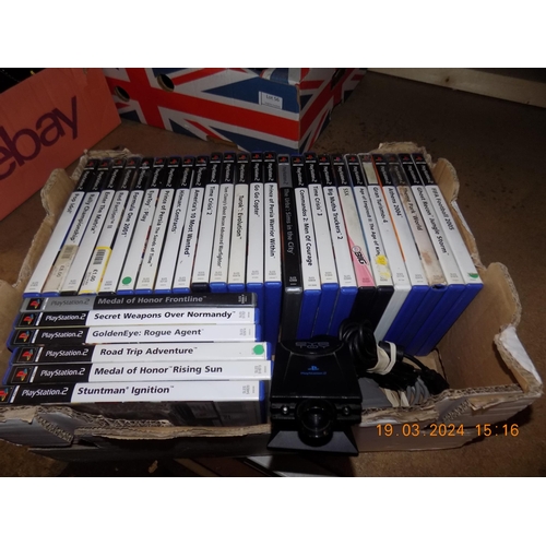 58 - Box of Play Station 2 Games and Camara