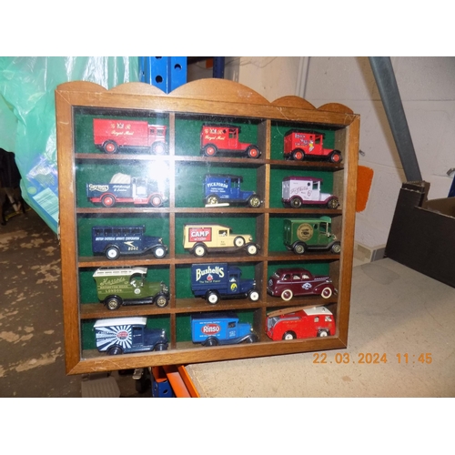 305 - Car Display Case with Mixed Cars. Inc Corgi