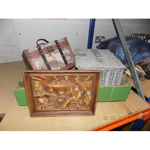 333 - 2 Decorative Boxes and Wooden Carving