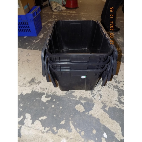 347 - 3 x 55l Lidded Tuff Crates