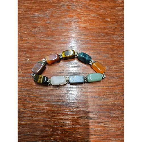 561 - Mixed Semi-Precious, Gemstone, Chunky Beaded Stretch Bracelet