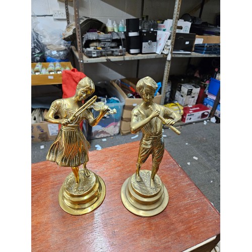 574 - 2 Brass Figures of Musicians